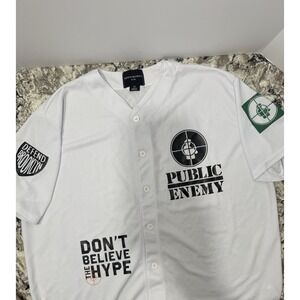 Defend Brooklyn Men's XXL 2XL Public Enemy Short Sleeve Button Up Jersey Shirt